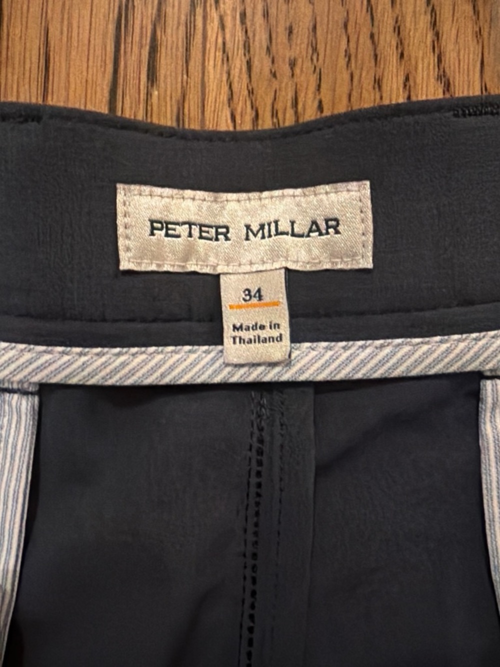 Peter Millar Navy Shorts with Subtle Stripe Trim